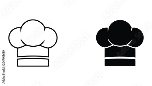 Chef hat icon in black and white outline style