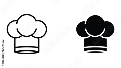 Chef hat icon in black and white style