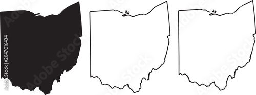 Ohio US state blank map vector solid black color and outline isolated on white background