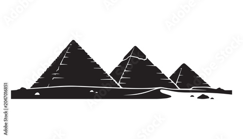 black and white silhouette set of Pyramids of Egypt very high quality vector illustration.