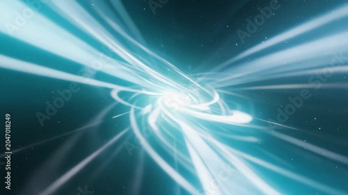 Dynamic light rays burst outward in a starburst pattern, abstract light background