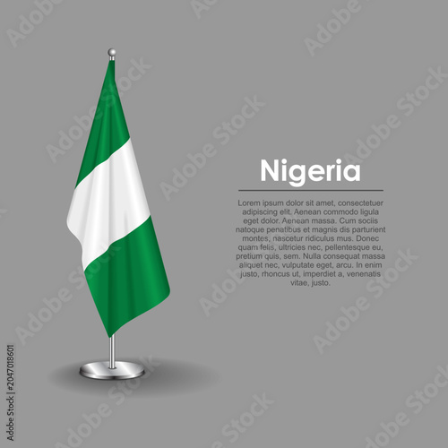 Obraz na płótnie Nigerian national flag on a metallic vertical stand