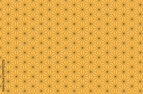 Traditional Japanese Asanoha seamless yellow pattern background