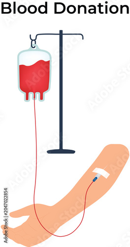 Blood Donation Process with Arm and IV Drip