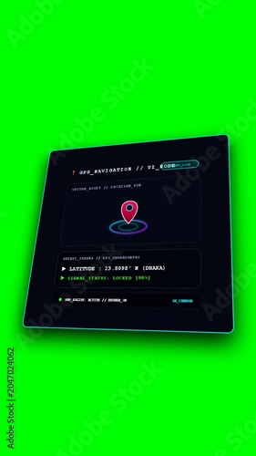 Radar Pulse Location Marker and Telemetry Tracking HUD on Chroma Key Green Screen