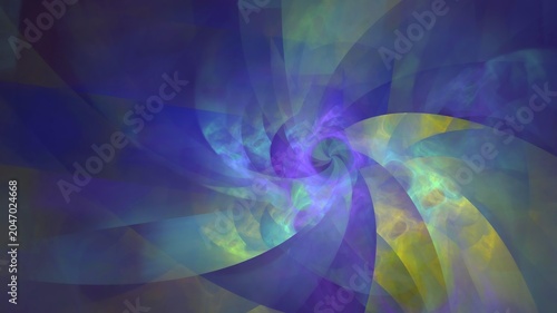 Illustration created as a 3D render without generative AI, abstract energy sphere fractal glow on dark background