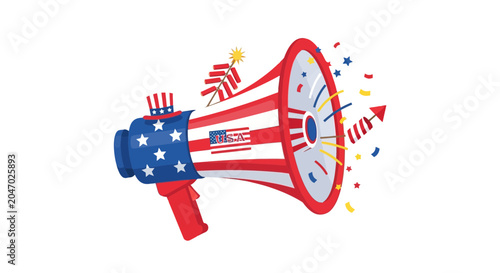 Foto American Megaphone with Patriotic Design.