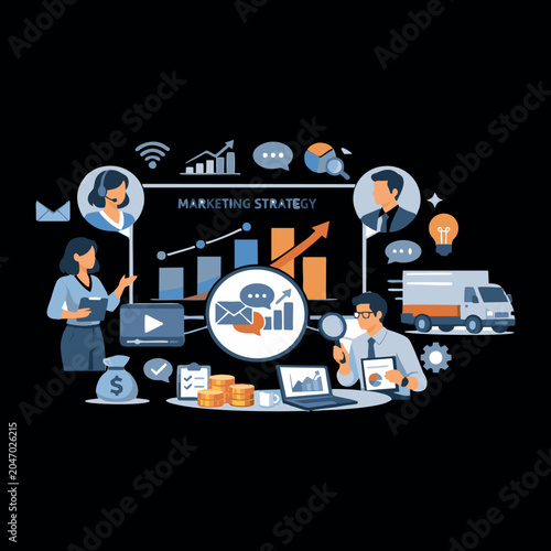 Financial Growth, Investment Planning and Business Profit Success Illustration
