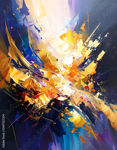 Abstract gold and dark blue watercolor vector painting with majestic artistic textures