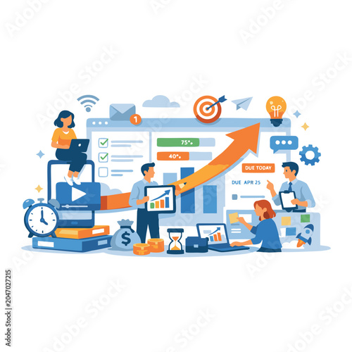 Financial Growth, Investment Planning and Business Profit Success Illustration