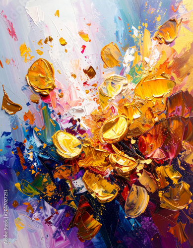 Abstract colorful painting vector background with dynamic orange and yellow brush strokes
