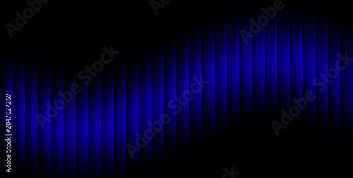 Fotografie Abstract dark background featuring vertical blue light stripes creating a smooth