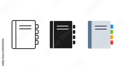 minimalist notebook icon set design - Solid vector icons  - Clipart, sticker - icon set
