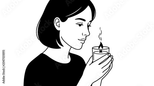 Woman Holding a Cup of Coffee.