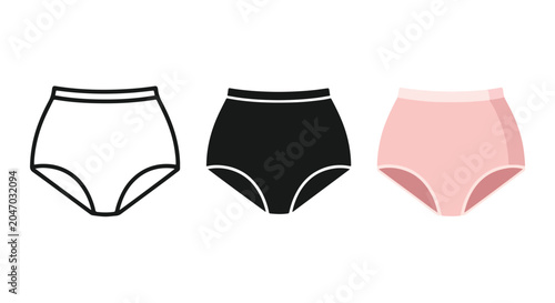 minimalist women's underwear icon set - logo icons vector set. Blue, Black and white icons