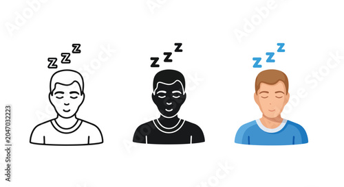 sleeping men icons set vector illustration - logo icons vector set. Blue, Black and white icons