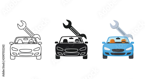 car repair tools icon set flat design - Minimalist, flat icon, outline, glyph, linear, clipart, sticker - icon set