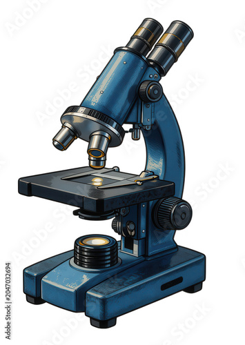 Blue Microscope Isolated on Transparent Background