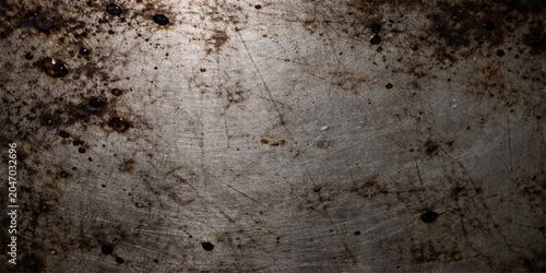 Bild auf Leinwand An old aged rusty metal surface with a rough gritty grunge texture and a dark di
