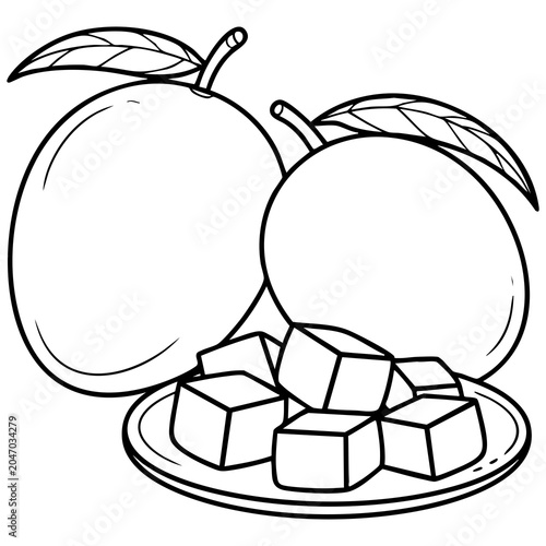 Hand Drawn Fruit Artwork With Overlapping Arrangement and Clean Botanical Outline Style Isolated on a Transparent or White Background