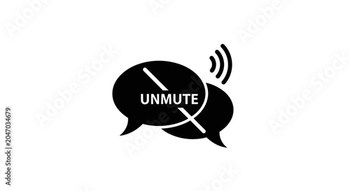 Unmute microphone symbol with crossed line.
