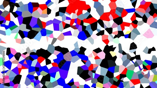 Vibrant mosaic of geometrically fragmented shapes creating a dynamic and colorful abstract pattern, evoking energy and digital art with a modern, chaotic aesthetic