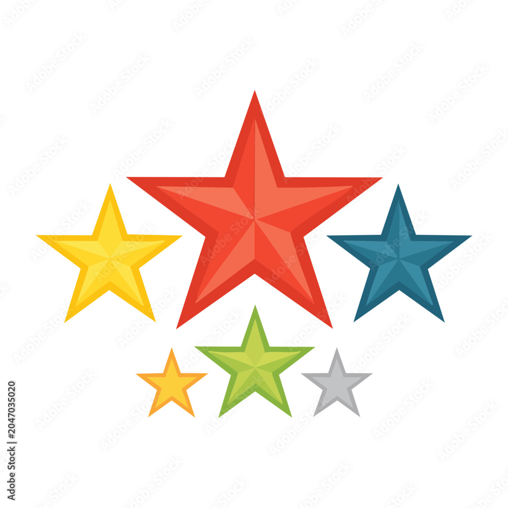 Obraz premium Group of colorful stars on white background