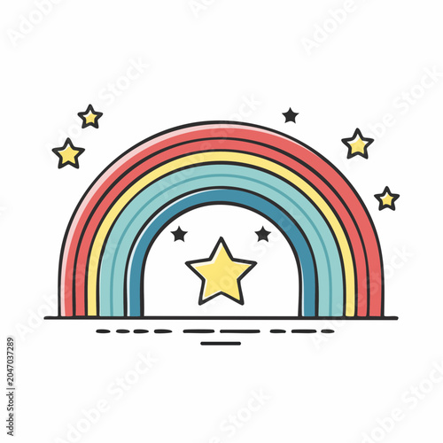 Cartoon Rainbow with Stars