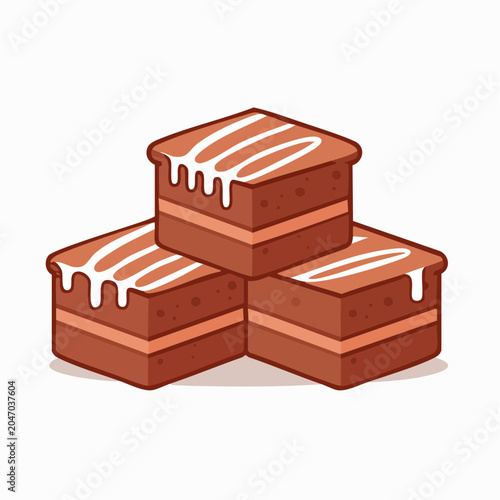 Three Chocolate Brownies with White Icing Drizzle