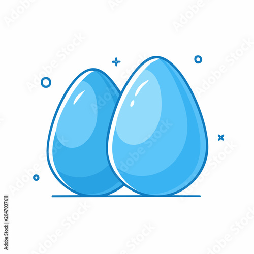 Two blue eggs illustration
