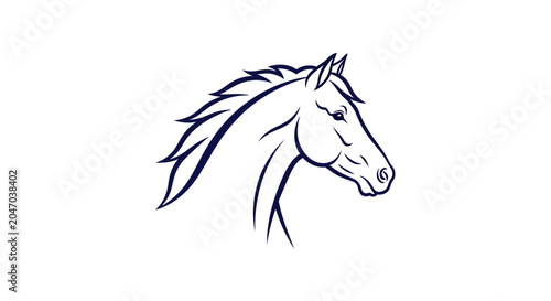 Bild auf Leinwand Elegant horse head profile logo with flowing mane.