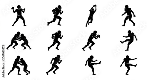 DynamicSilhouetteAthletesInVariousActionPoses.