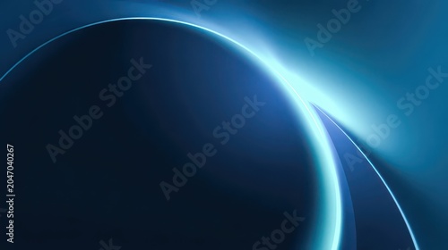 Abstract Blue Planet with Glowing Horizon and Deep Space Background