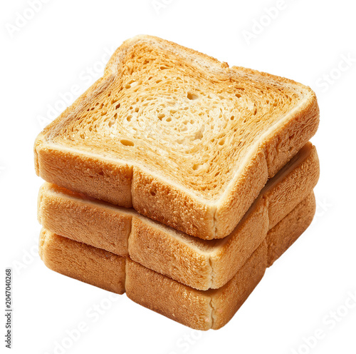 Stack of Toasted Bread Slices Isolated on Transparent Background
