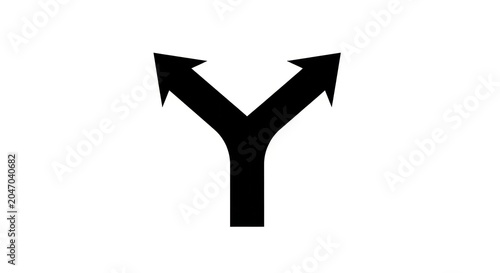 Black Yshaped arrow symbol indicating a fork in the road or a choice.