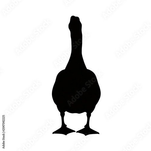 White Outline Goose Silhouette Isolated Transparent Background