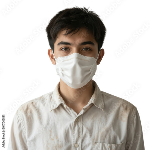 Young Man Wearing Face Mask Isolated on Black Background