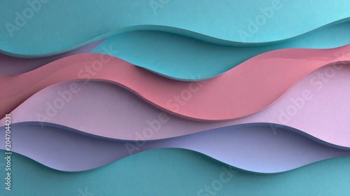 Colorful Wavy Paper Layers in Soft Pastel Tones for Background Use