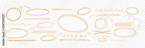 Фотография Hand drawn doodle red crayon brush lines, chalk and brush stroke vector elements