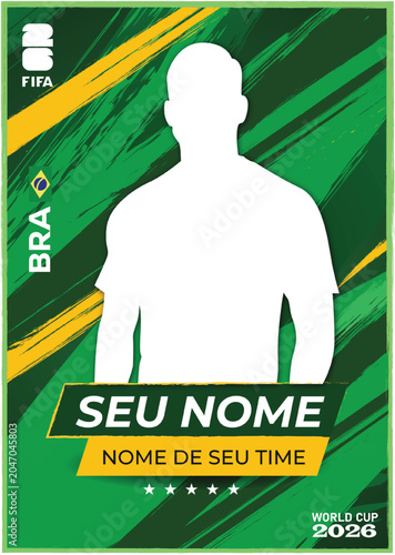Brazil Football Player Card Template for World Cup 2026 Vector Design