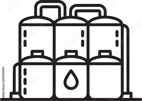 Black line icon of oil barrels