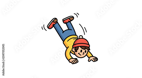 Photos Cartoon boy falling down headfirst fast.