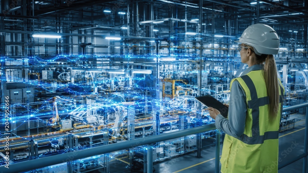 Fototapeta premium Predictive Factory Analytics With AI Streams