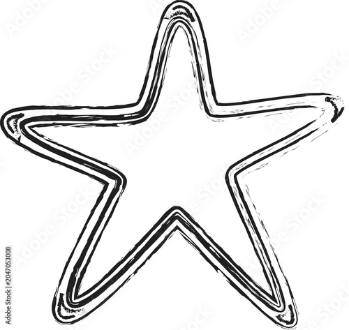 Star brush drawing. Grunge elements
