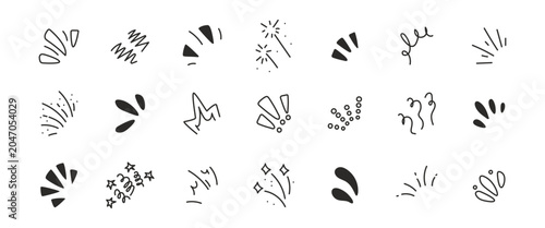 Tableau sur toile Surprise manga effect icons with dynamic lines and comic elements
