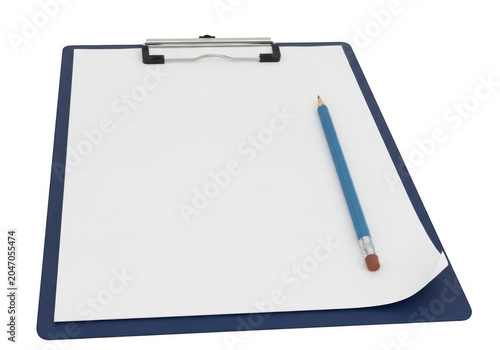 Clipboard with a pen resting on top