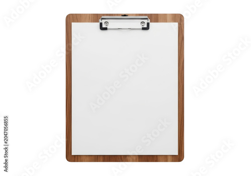 Brown clipboard with silver clips on top