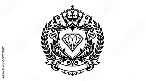 Photos Black and white diamond crest logo.