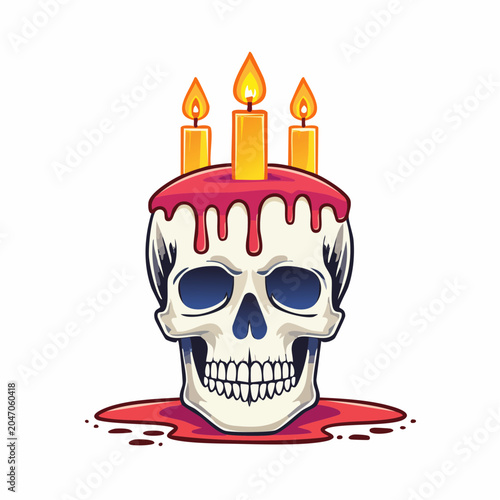 Skull with dripping blood and candles