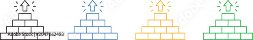 Fotografi Step pyramid structure with arrow icon representing business building and development goal